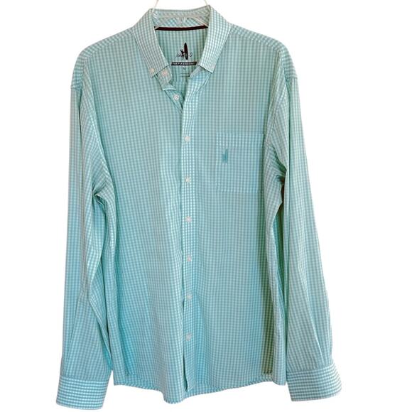 Johnnie-O Men’s Prep-Formance Button-Down Green Gingham Check Shirt Size Medium - Picture 1 of 6